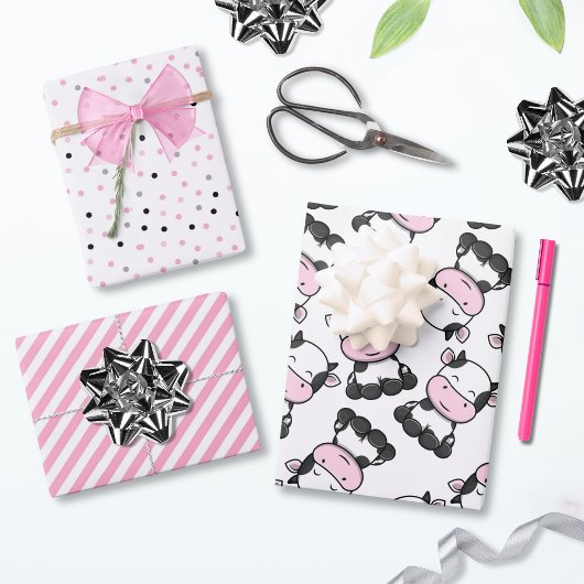 愛らしいベビー牛コーディネートセット ラッピングペーパーシート