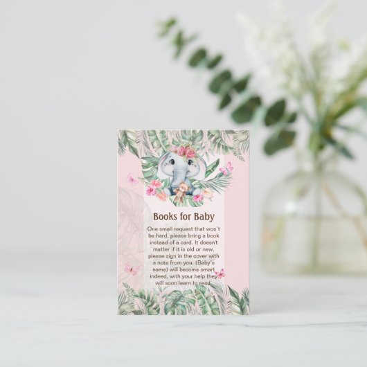 愛らしいベビー象の本の詩の要求カード エンクロージャーカード (スタンド正面)