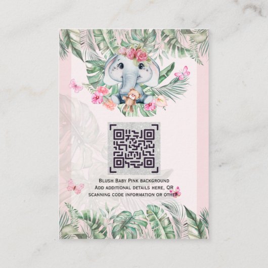 愛らしいベビー象の本の詩の要求カード エンクロージャーカード (裏面)