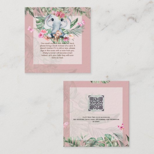 愛らしいベビー象の本の詩の要求カード ノートカード (正面/裏面)