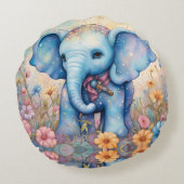 愛らしいベビー象インザパステルガーデン ラウンドクッション (裏面)