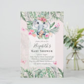 愛らしいベビー象ガールズベビーシャワー招待状 (スタンド正面)