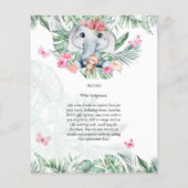 愛らしいベビー象ガールズベビーシャワー招待状 チラシ (裏面)