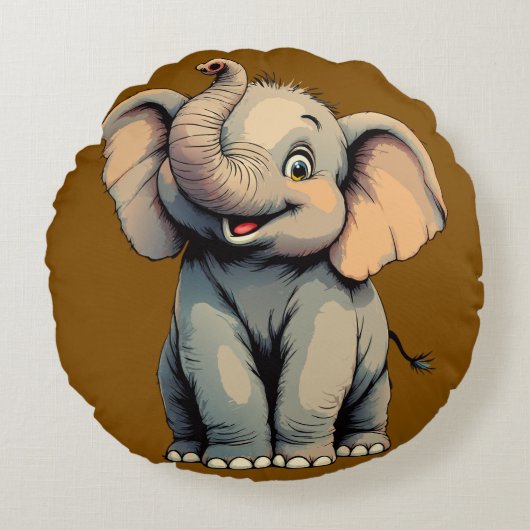 愛らしいベビー象 ラウンドクッション (正面)