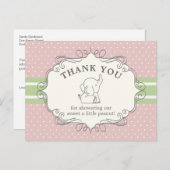 愛らしいベビー象 |赤ちゃんシャワーありがとう ポストカード (正面/裏面)