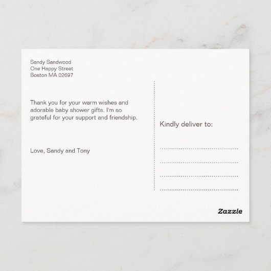 愛らしいベビー象 |赤ちゃんシャワーありがとう ポストカード (裏面)