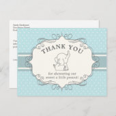 愛らしいベビー象 |赤ちゃんシャワーありがとう ポストカード (正面/裏面)