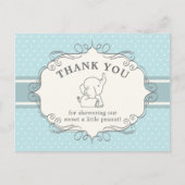 愛らしいベビー象 |赤ちゃんシャワーありがとう ポストカード (正面)