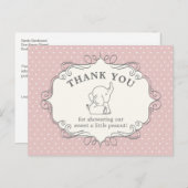 愛らしいベビー象 |赤ちゃんシャワーありがとう ポストカード (正面/裏面)