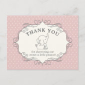 愛らしいベビー象 |赤ちゃんシャワーありがとう ポストカード (正面)