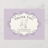 愛らしいベビー象 |赤ちゃんシャワーありがとう ポストカード (正面)