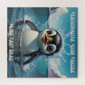 愛らしいベビー遊ペンギンの北極海 ジグソーパズル (横)