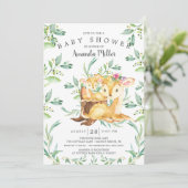 愛らしいベビー鹿とママ赤ちゃんシャワー招待状 招待状 (スタンド正面)