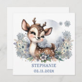 愛らしいベビー鹿の冬をテーマパーソナライズされた 招待状 (正面/裏面)