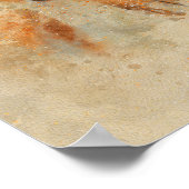 愛らしいベビー鹿の子鹿の絵を描水色 ポスター (角)