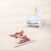 愛らしいベビー鹿 スクエアペーパーコースター (インサイチュ)