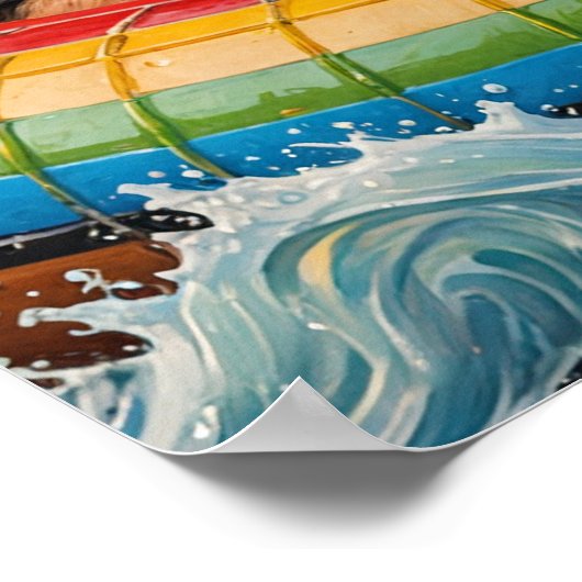 愛らしいベルネーゼ山犬が浮き旅を楽しむ ポスター (角)