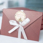 愛らしいベージュの野生の花の赤ちゃんシャワー ウサギデュオ ラウンドシール