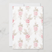 愛らしいベージュウォーターカラーテディベアピンクフローラ 招待状 (裏面)