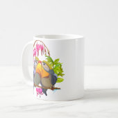 愛らしいペキンロビン 鳥のつがい コーヒーマグカップ (正面左)
