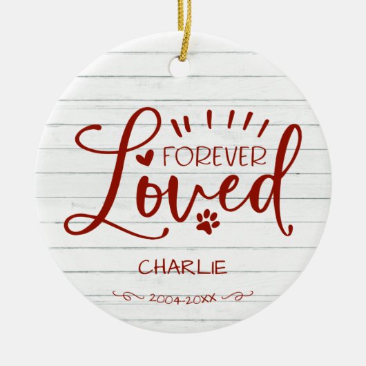 愛らしいペットの猫または犬のメモリアル写真 セラミックオーナメント (正面)