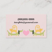 愛らしいペットシッター猫と犬のプリント 名刺 (裏面)