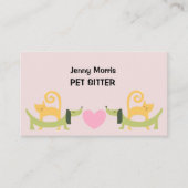 愛らしいペットシッター猫と犬のプリント 名刺 (正面)