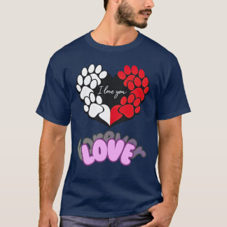 愛らしいペットハートTシャツ Tシャツ