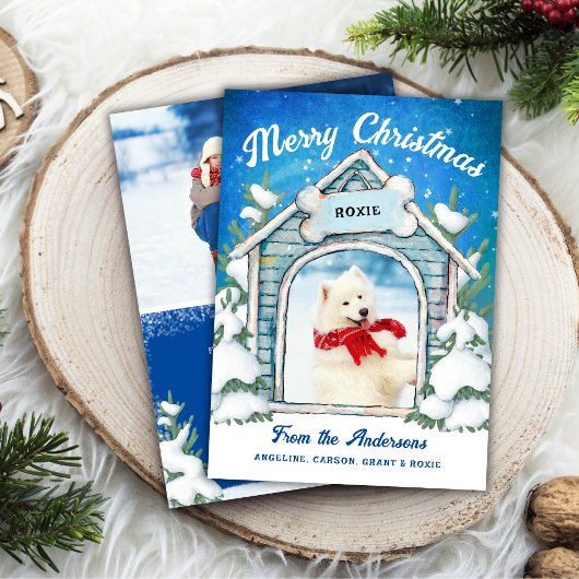 愛らしいペットメリークリスマスファミリーの写真 シーズンカード