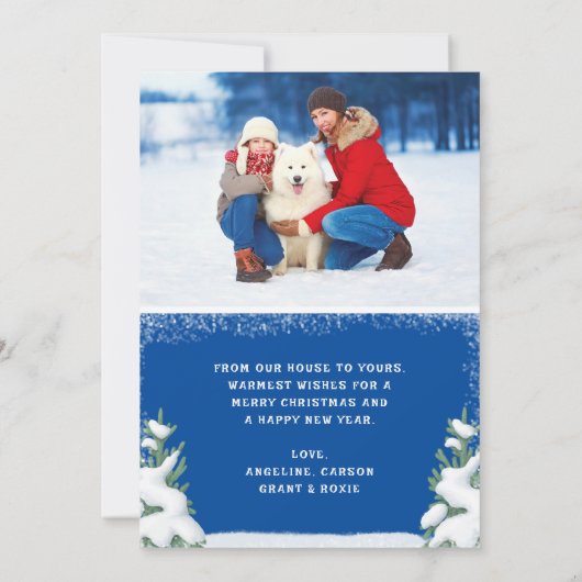 愛らしいペットメリークリスマスファミリーの写真 シーズンカード (裏面)