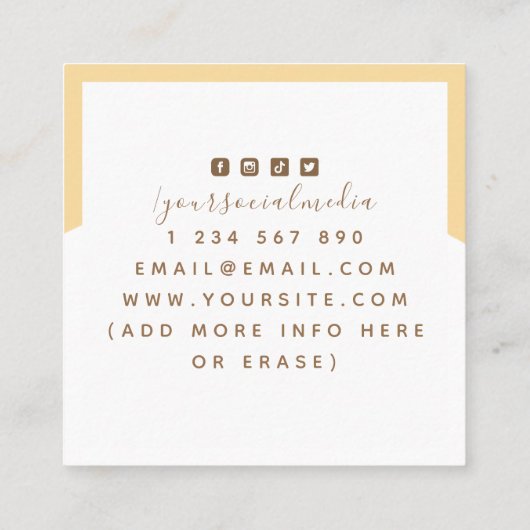 愛らしいペット顔動物サロンスパ気に病院 スクエア名刺 (裏面)