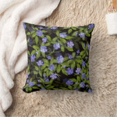 愛らしいペリウィンクル日パターン |黒 | クッション (ブランケット)