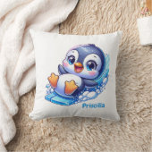 愛らしいペンギンが氷の上を滑カスタムる クッション (ブランケット)
