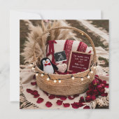 愛らしいペンギンとバラ妊娠の発表 シーズンカード (正面)