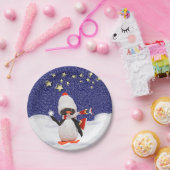 愛らしいペンギンのオーナメントのクリスマスの楽園 ペーパープレート (パーティー)