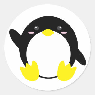 愛らしいペンギンのステッカー ラウンドシール