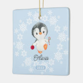 愛らしいペンギンの女の子 クリスマス セラミックオーナメント (左)