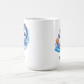愛らしいペンギンの氷滑り コーヒーマグカップ (中央)