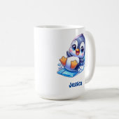 愛らしいペンギンの氷滑り コーヒーマグカップ (正面右)