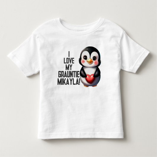 愛らしいペンギンは「私はグラウンティが大好き！」と宣言。 トドラーTシャツ (正面)