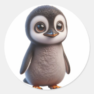 愛らしいペンギンキャラクターイラストレーション- 魅力的 ラウンドシール
