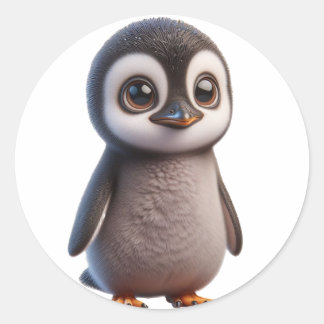 愛らしいペンギンキャラクターイラストレーション- 魅力的 ラウンドシール