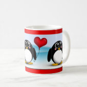 愛らしいペンギンハート風船バレンタイン·マグ コーヒーマグカップ (正面右)