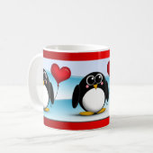 愛らしいペンギンハート風船バレンタイン·マグ コーヒーマグカップ (正面左)