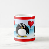 愛らしいペンギンハート風船バレンタイン·マグ コーヒーマグカップ (中央)