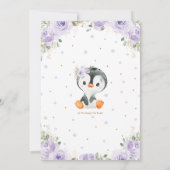 愛らしいペンギンパープルフローラガール1st誕生日 招待状 (裏面)