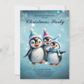 愛らしいペンギン3羽 招待状 (正面)