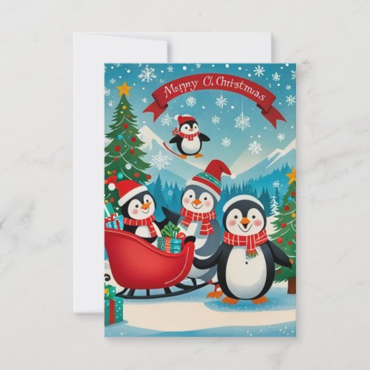 愛らしいペンギン 招待状 (正面)