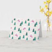 愛らしいホッキョクグマとクリスマスツリー カード (黄色い花)