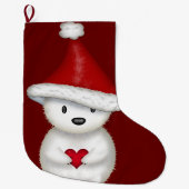 愛らしいホッキョクグマとハートクリスマスストッキング ラージクリスマスストッキング (正面)
